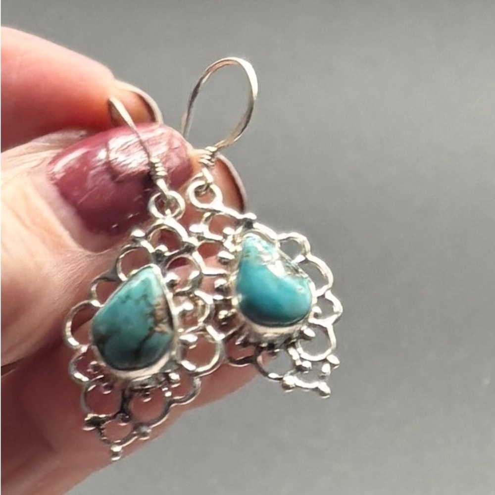 Sterling Silver and Blue Teardrop Earrings